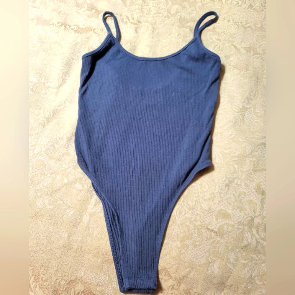Shein gray ribbed bodysuit women's M #1563 - Picture 1 of 5